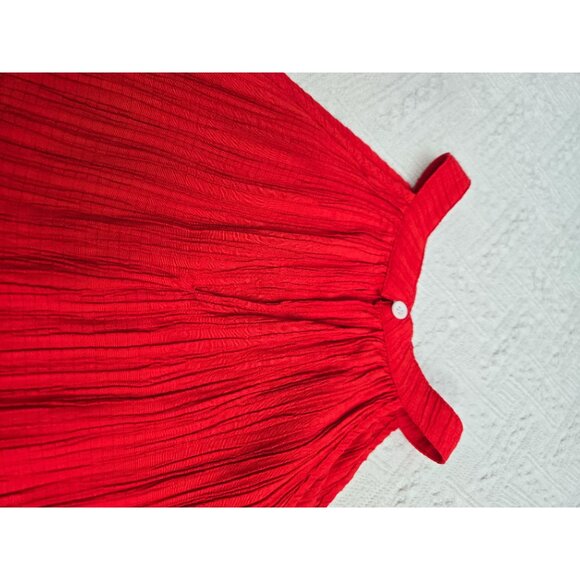 Womens Red Halter Top & Matching Shorts Set L Lightweight Crinkle Fabric - Picture 9 of 9